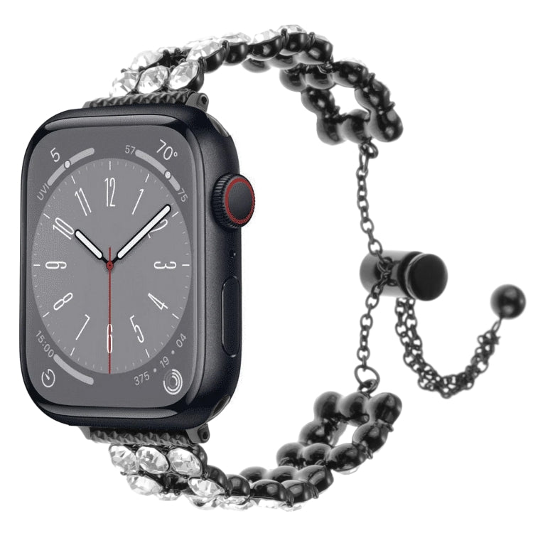 For Apple Watch SE 2023 44mm Rhinestone Metal Bracelet Watch Band(Black) - Watch Bands by PMc TechLife | Online Shopping South Africa | PMc TechLife | Buy Now Pay Later Mobicred