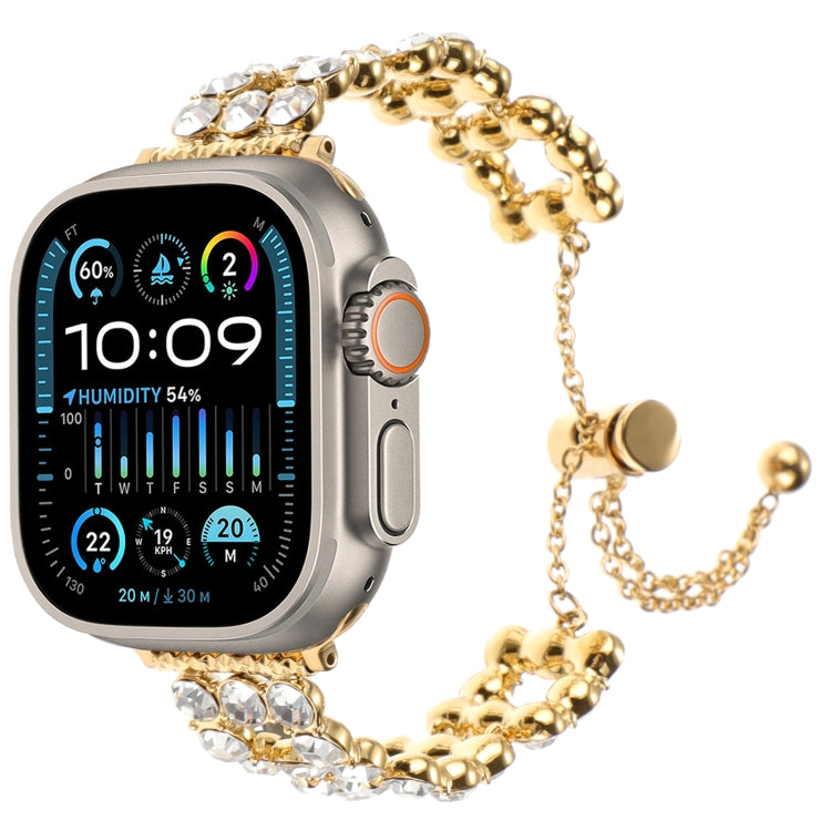For Apple Watch Ultra 49mm Rhinestone Metal Bracelet Watch Band(Gold) - free shipping - PMC TechLife - Order now!