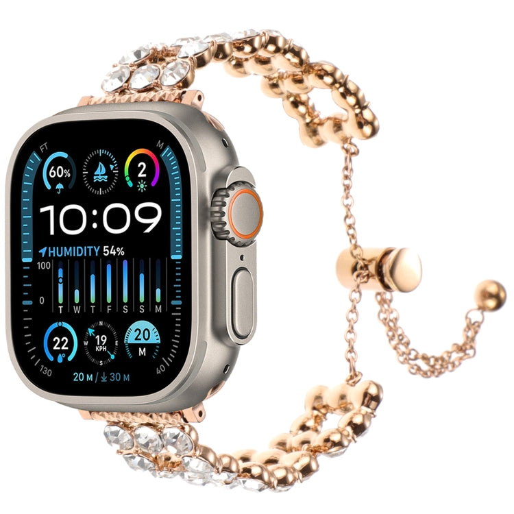For Apple Watch Ultra 49mm Rhinestone Metal Bracelet Watch Band(Rose Gold) - free shipping - PMC TechLife - Order now!