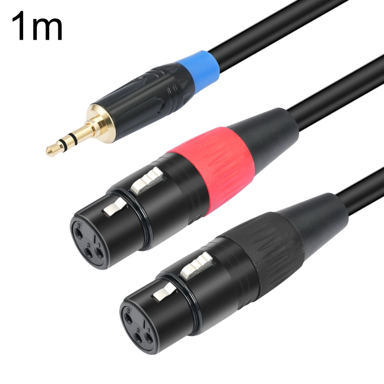 TC195BUXK107RE 3.5mm Male to Dual XLR 3pin Female Audio Cable, Length:1m(Black) - Microphone Audio Cable & Connector by PMC TechLife | Online Shopping South Africa | PMC TechLife | Buy Now Pay Later Mobicred