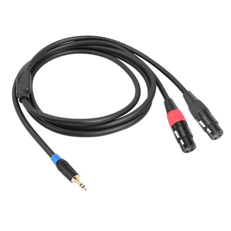 TC195BUXK107RE 3.5mm Male to Dual XLR 3pin Female Audio Cable, Length:1m(Black) - Microphone Audio Cable & Connector by PMC TechLife | Online Shopping South Africa | PMC TechLife | Buy Now Pay Later Mobicred