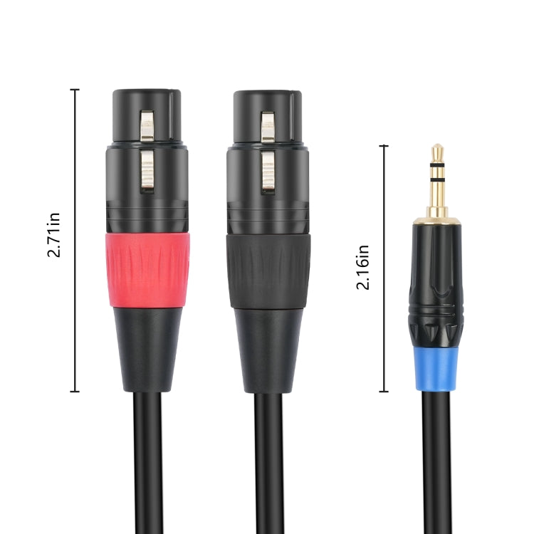 TC195BUXK107RE 3.5mm Male to Dual XLR 3pin Female Audio Cable, Length:2m(Black) - Microphone Audio Cable & Connector by PMC TechLife | Online Shopping South Africa | PMC TechLife | Buy Now Pay Later Mobicred