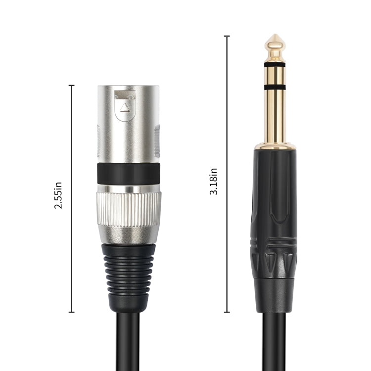 TC145BK55 6.35mm 1/4 TRS Male to XLR 3pin Male Microphone Cable, Length:10m(Black) - Microphone Audio Cable & Connector by PMC TechLife | Online Shopping South Africa | PMC TechLife | Buy Now Pay Later Mobicred