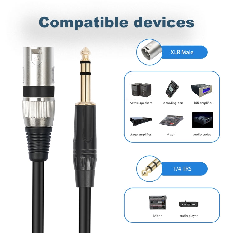 TC145BK55 6.35mm 1/4 TRS Male to XLR 3pin Male Microphone Cable, Length:10m(Black) - Microphone Audio Cable & Connector by PMC TechLife | Online Shopping South Africa | PMC TechLife | Buy Now Pay Later Mobicred