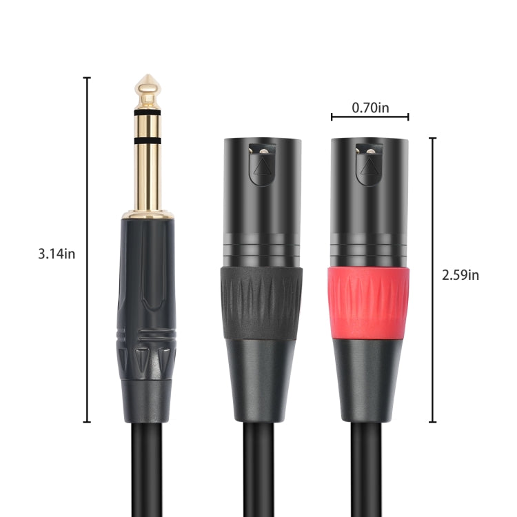 TC145YXK108RE-10 6.35mm 1/4 TRS Male to Dual XLR Male Audio Cable, Length:2m(Black) - free shipping - PMC TechLife - Order now!