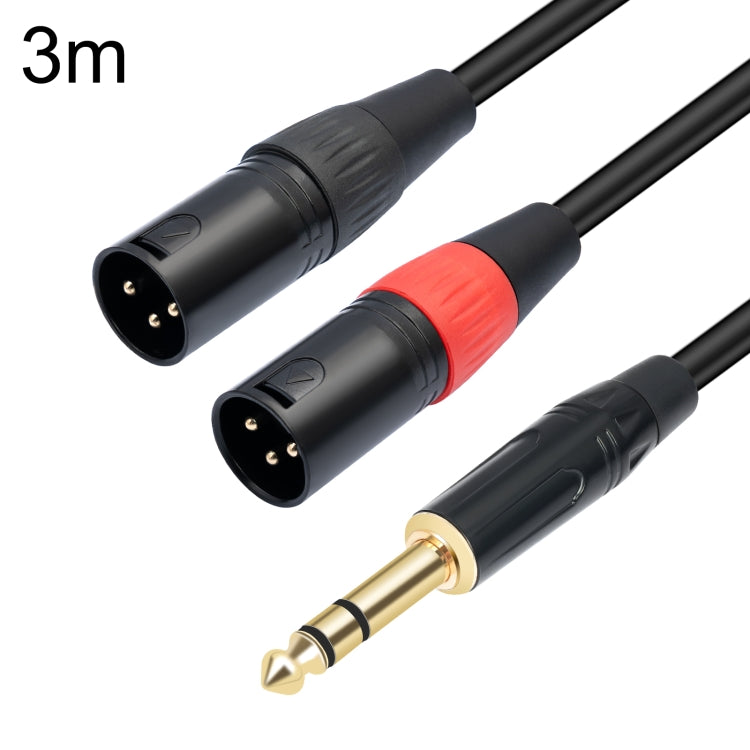 TC145YXK108RE-10 6.35mm 1/4 TRS Male to Dual XLR Male Audio Cable, Length:3m(Black) - Microphone Audio Cable & Connector by PMC TechLife | Online Shopping South Africa | PMC TechLife | Buy Now Pay Later Mobicred