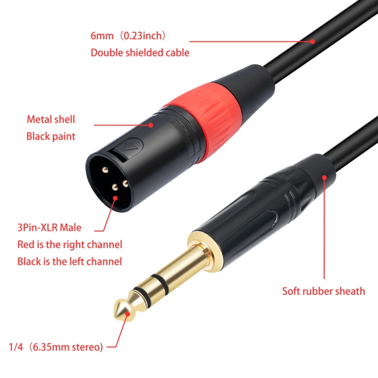 TC145YXK108RE-10 6.35mm 1/4 TRS Male to Dual XLR Male Audio Cable, Length:3m(Black) - Microphone Audio Cable & Connector by PMC TechLife | Online Shopping South Africa | PMC TechLife | Buy Now Pay Later Mobicred
