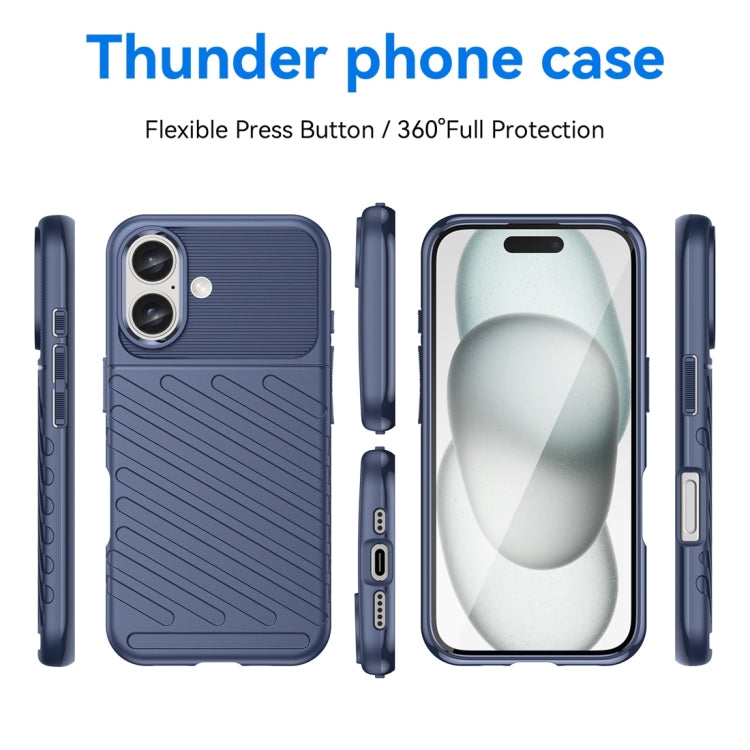 For iPhone 16 Thunderbolt Shockproof Soft TPU Phone Case(Blue) - iPhone 16 Cases by PMC TechLife | Online Shopping South Africa | PMC TechLife | Buy Now Pay Later Mobicred
