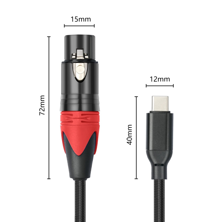 TY03RE Type-C Male to XLR Female Audio Cable for Dynamic Microphone, Length:1m(Black) - Microphone Audio Cable & Connector by PMC TechLife | Online Shopping South Africa | PMC TechLife | Buy Now Pay Later Mobicred