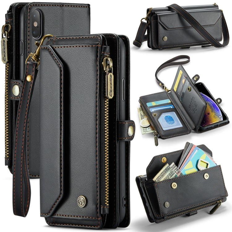 For iPhone XS / X CaseMe C36 Card Slots Zipper Wallet RFID Anti-theft Leather Phone Case(Black) - free shipping - PMC Jewellery - Order now!