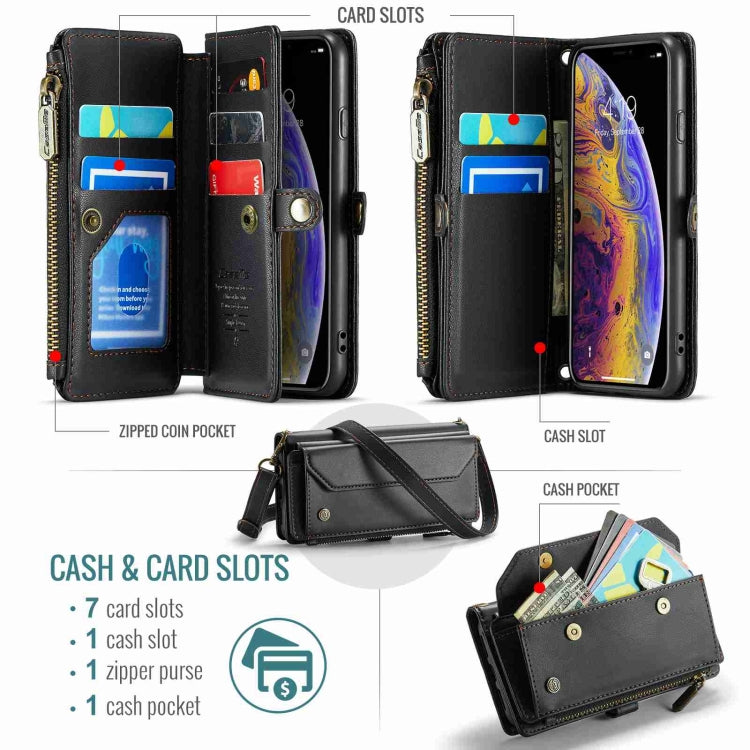 For iPhone XS / X CaseMe C36 Card Slots Zipper Wallet RFID Anti-theft Leather Phone Case(Black) - free shipping - PMC Jewellery - Order now!