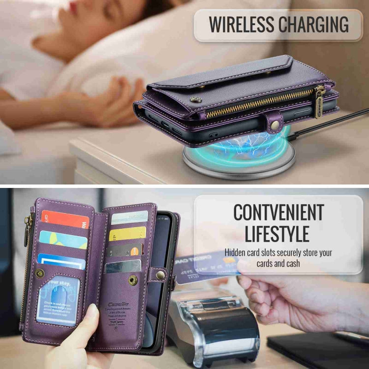 For iPhone XR CaseMe C36 Card Slots Zipper Wallet RFID Anti-theft Leather Phone Case(Purple) - free shipping - PMC Jewellery - Order now!