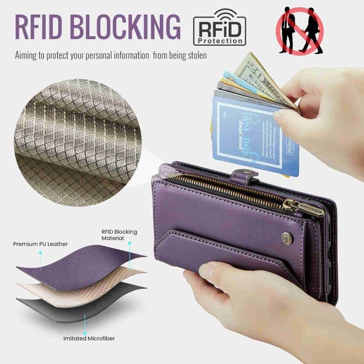 For iPhone XR CaseMe C36 Card Slots Zipper Wallet RFID Anti-theft Leather Phone Case(Purple) - free shipping - PMC Jewellery - Order now!