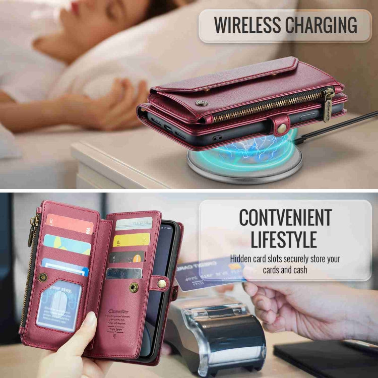 For iPhone XR CaseMe C36 Card Slots Zipper Wallet RFID Anti-theft Leather Phone Case(Wine Red) - free shipping - PMC Jewellery - Order now!