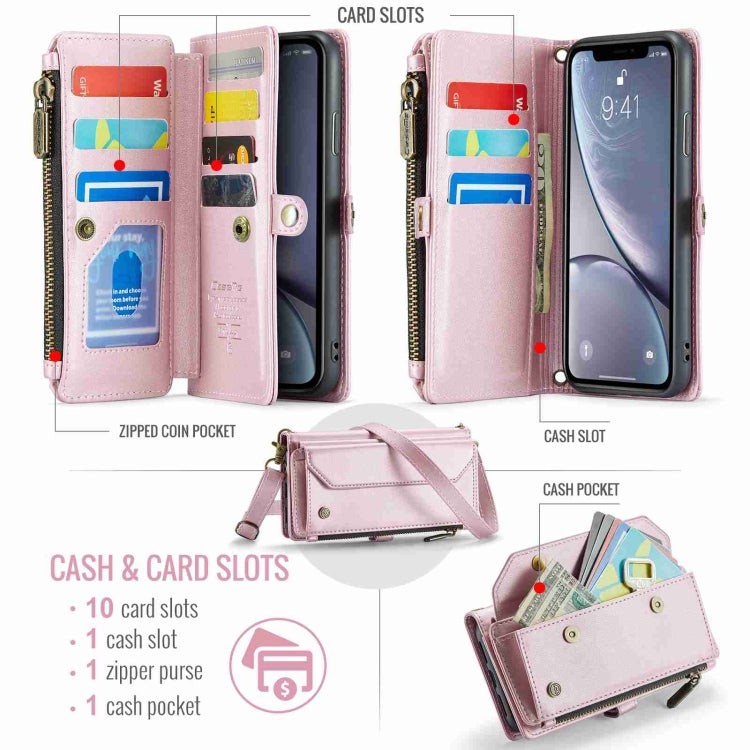 For iPhone XR CaseMe C36 Card Slots Zipper Wallet RFID Anti-theft Leather Phone Case(Pink) - free shipping - PMC Jewellery - Order now!