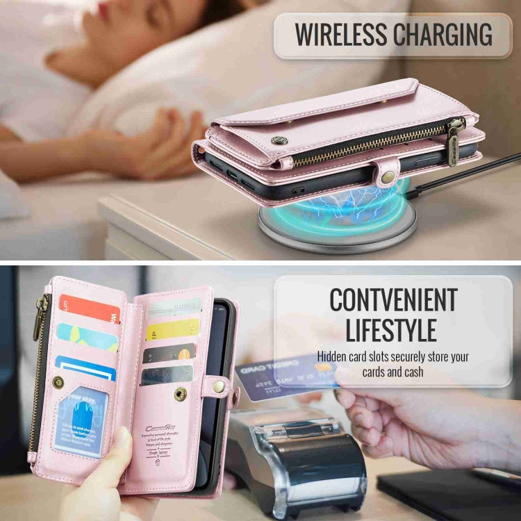 For iPhone XR CaseMe C36 Card Slots Zipper Wallet RFID Anti-theft Leather Phone Case(Pink) - free shipping - PMC Jewellery - Order now!