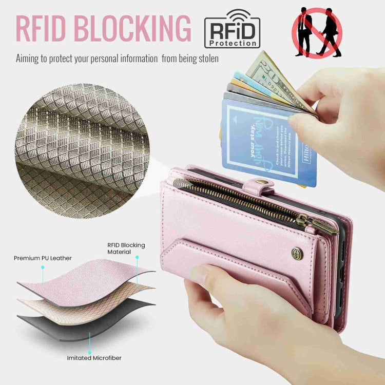 For iPhone XR CaseMe C36 Card Slots Zipper Wallet RFID Anti-theft Leather Phone Case(Pink) - free shipping - PMC Jewellery - Order now!