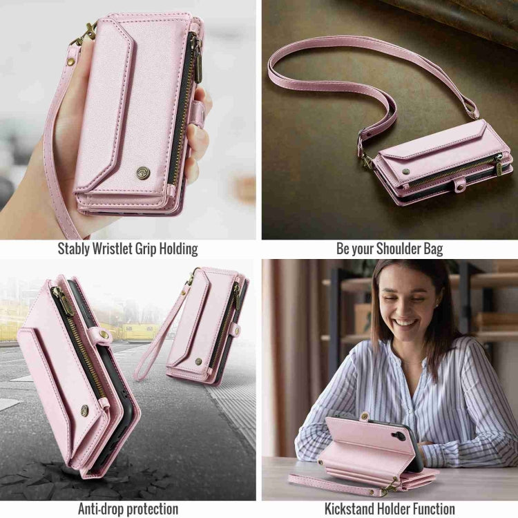 For iPhone XR CaseMe C36 Card Slots Zipper Wallet RFID Anti-theft Leather Phone Case(Pink) - free shipping - PMC Jewellery - Order now!