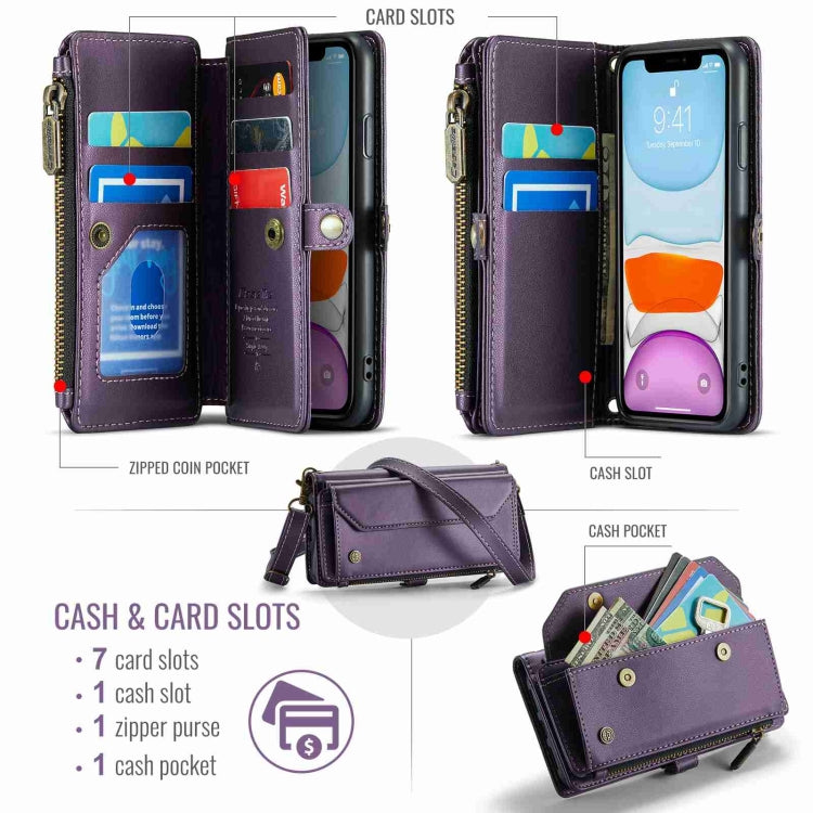 For iPhone 11 CaseMe C36 Card Slots Zipper Wallet RFID Anti-theft Leather Phone Case(Purple) - free shipping - PMC Jewellery - Order now!