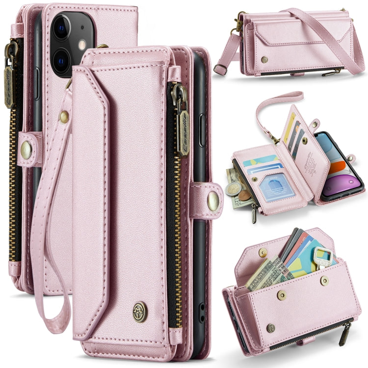 For iPhone 11 CaseMe C36 Card Slots Zipper Wallet RFID Anti-theft Leather Phone Case(Pink) - free shipping - PMC Jewellery - Order now!