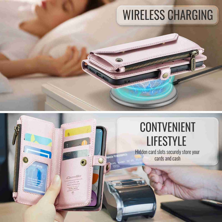 For iPhone 11 CaseMe C36 Card Slots Zipper Wallet RFID Anti-theft Leather Phone Case(Pink) - free shipping - PMC Jewellery - Order now!