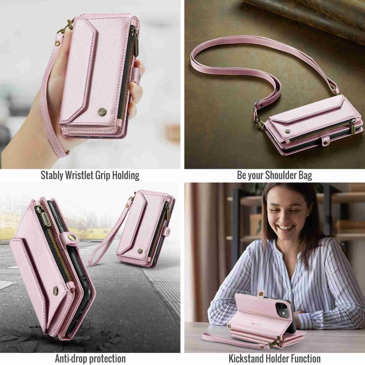 For iPhone 11 CaseMe C36 Card Slots Zipper Wallet RFID Anti-theft Leather Phone Case(Pink) - free shipping - PMC Jewellery - Order now!