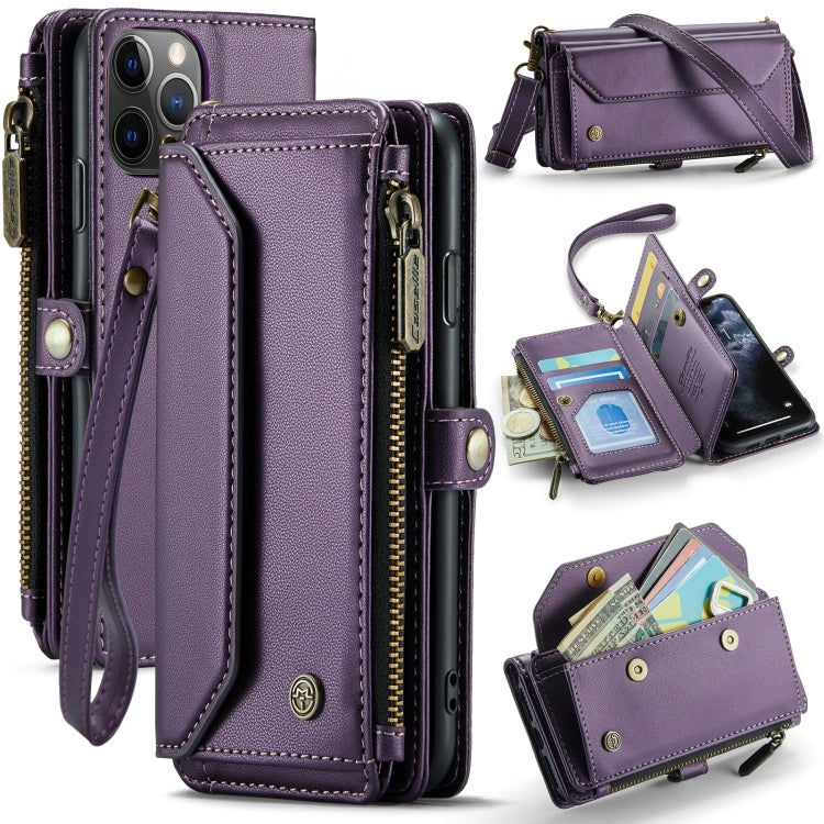 For iPhone 11 Pro CaseMe C36 Card Slots Zipper Wallet RFID Anti-theft Leather Phone Case(Purple) - free shipping - PMC Jewellery - Order now!