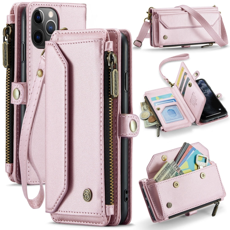 For iPhone 11 Pro CaseMe C36 Card Slots Zipper Wallet RFID Anti-theft Leather Phone Case(Pink) - free shipping - PMC Jewellery - Order now!