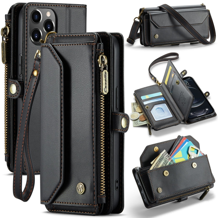 For iPhone 12 Pro CaseMe C36 Card Slots Zipper Wallet RFID Anti-theft Leather Phone Case(Black) - free shipping - PMC Jewellery - Order now!