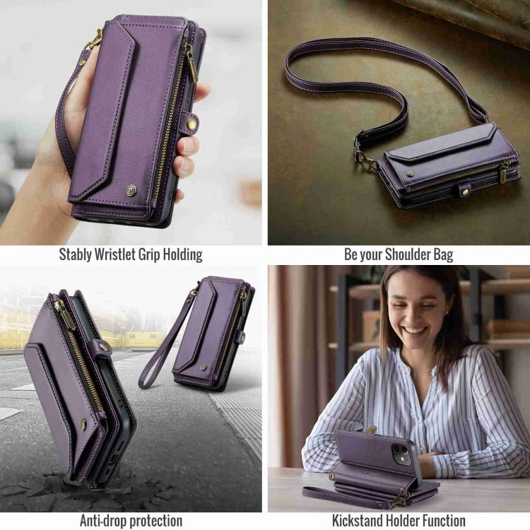 For iPhone 12 mini CaseMe C36 Card Slots Zipper Wallet RFID Anti-theft Leather Phone Case(Purple) - free shipping - PMC Jewellery - Order now!