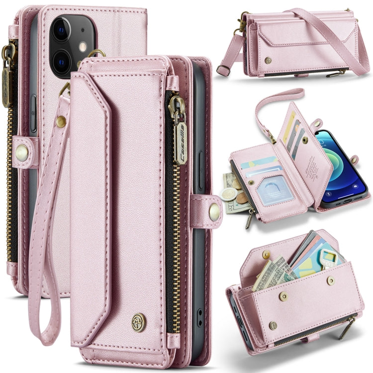 For iPhone 12 mini CaseMe C36 Card Slots Zipper Wallet RFID Anti-theft Leather Phone Case(Pink) - free shipping - PMC Jewellery - Order now!