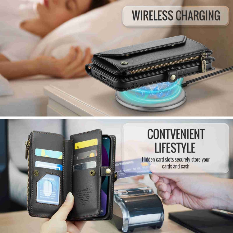 For iPhone 13 CaseMe C36 Card Slots Zipper Wallet RFID Anti-theft Leather Phone Case(Black) - free shipping - PMC Jewellery - Order now!