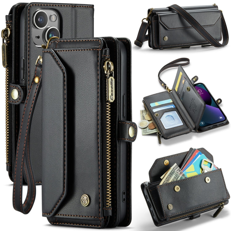 For iPhone 13 mini CaseMe C36 Card Slots Zipper Wallet RFID Anti-theft Leather Phone Case(Black) - free shipping - PMC Jewellery - Order now!