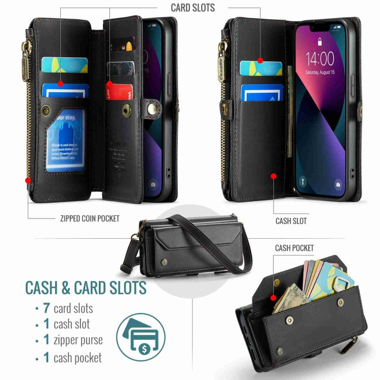 For iPhone 13 mini CaseMe C36 Card Slots Zipper Wallet RFID Anti-theft Leather Phone Case(Black) - free shipping - PMC Jewellery - Order now!