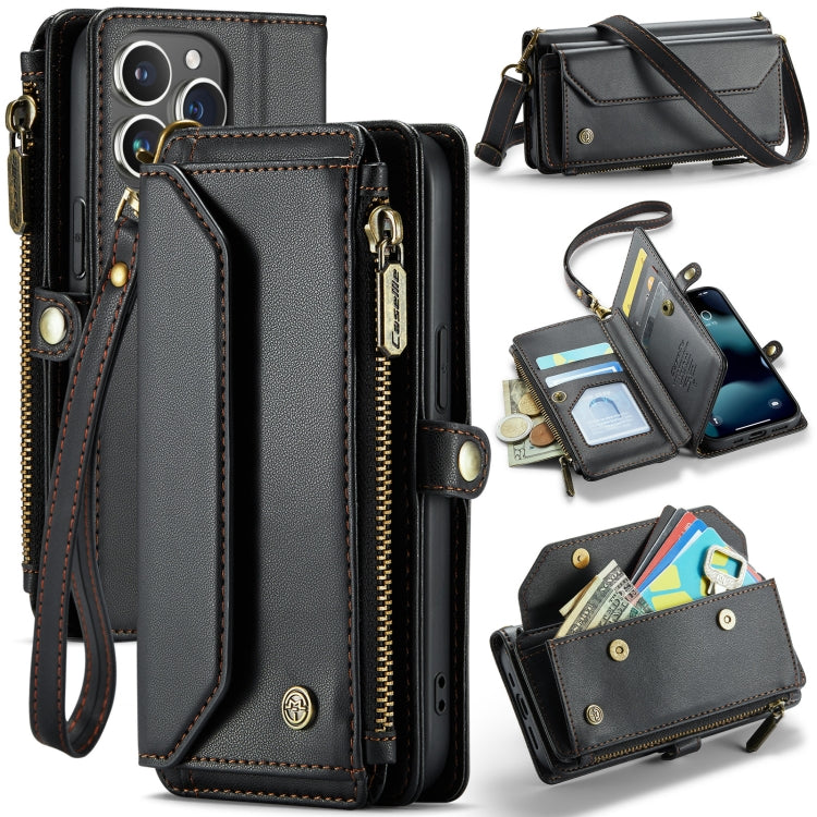 For iPhone 13 Pro CaseMe C36 Card Slots Zipper Wallet RFID Anti-theft Leather Phone Case(Black) - free shipping - PMC Jewellery - Order now!