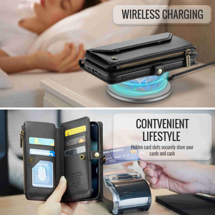 For iPhone 13 Pro CaseMe C36 Card Slots Zipper Wallet RFID Anti-theft Leather Phone Case(Black) - free shipping - PMC Jewellery - Order now!