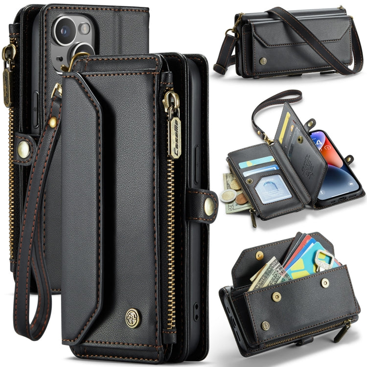 For iPhone 14 Plus CaseMe C36 Card Slots Zipper Wallet RFID Anti-theft Leather Phone Case(Black) - free shipping - PMC Jewellery - Order now!