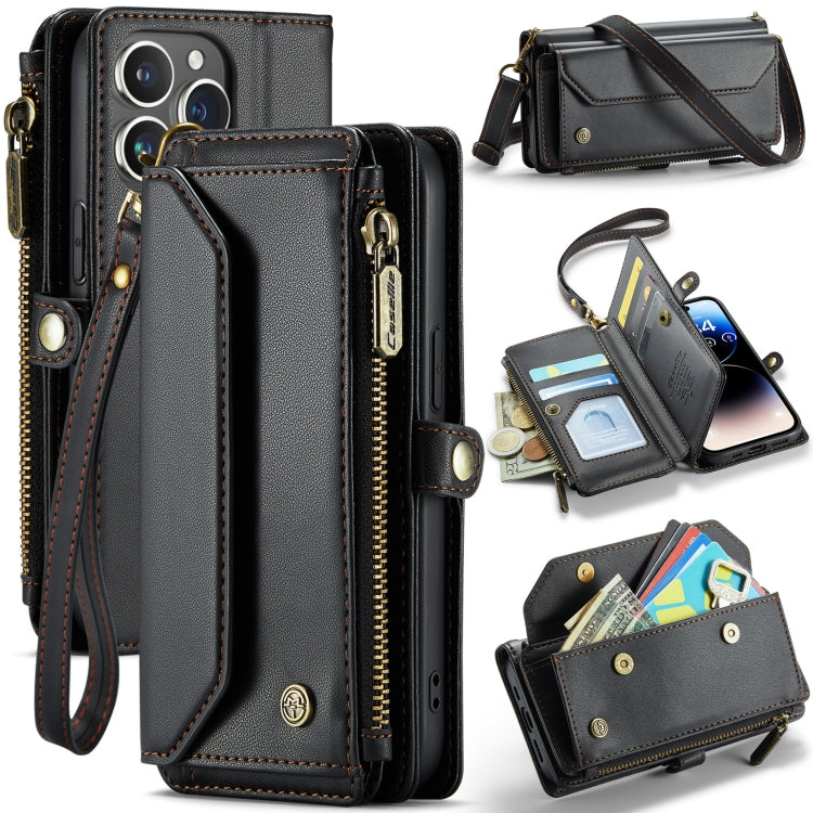 For iPhone 14 Pro CaseMe C36 Card Slots Zipper Wallet RFID Anti-theft Leather Phone Case(Black) - free shipping - PMC Jewellery - Order now!
