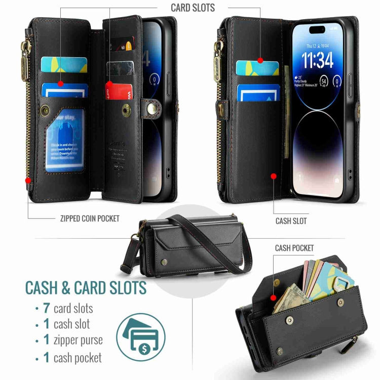 For iPhone 14 Pro Max CaseMe C36 Card Slots Zipper Wallet RFID Anti-theft Leather Phone Case(Black) - iPhone 14 Pro Max Cases by CaseMe | Online Shopping South Africa | PMC Jewellery | Buy Now Pay Later Mobicred
