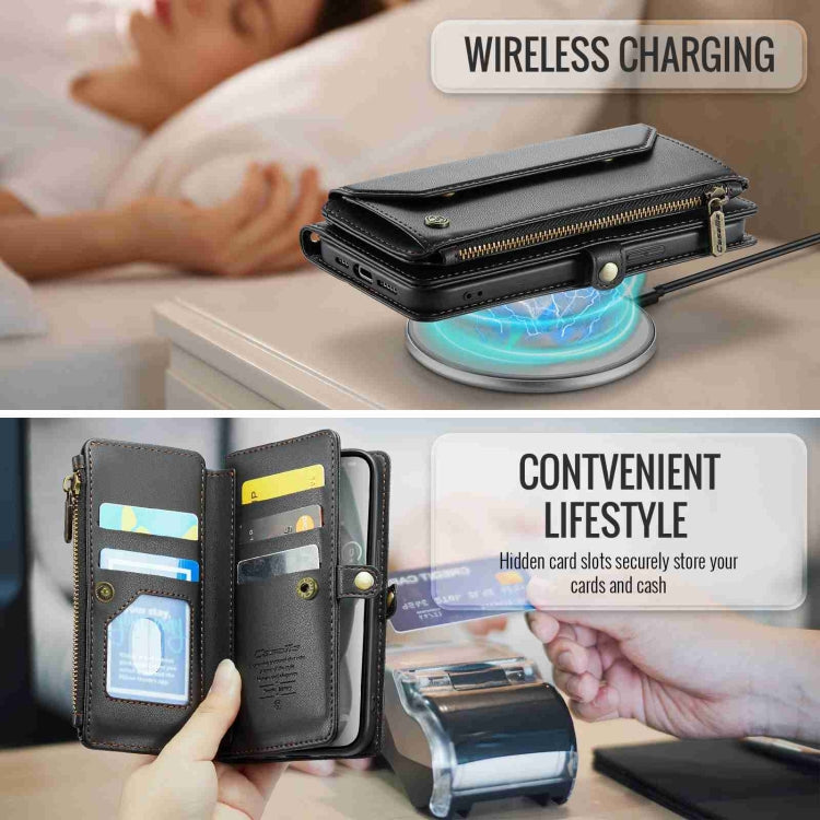 For iPhone 15 CaseMe C36 Card Slots Zipper Wallet RFID Anti-theft Leather Phone Case(Black) - free shipping - PMC Jewellery - Order now!