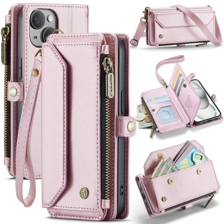 For iPhone 15 CaseMe C36 Card Slots Zipper Wallet RFID Anti-theft Leather Phone Case(Pink) - free shipping - PMC Jewellery - Order now!
