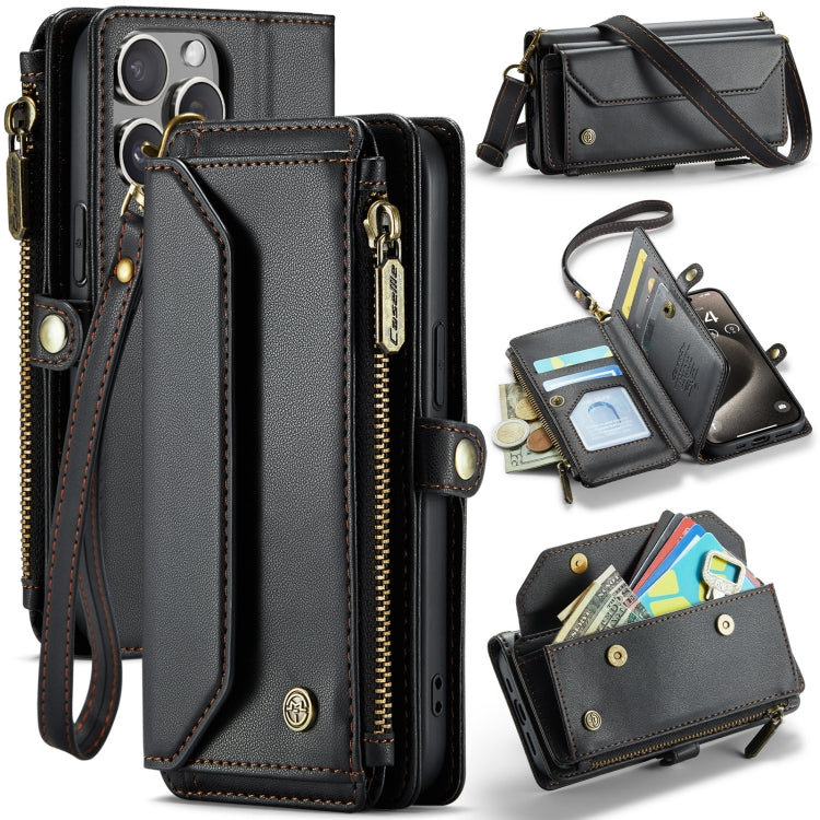 For iPhone 15 Pro CaseMe C36 Card Slots Zipper Wallet RFID Anti-theft Leather Phone Case(Black) - free shipping - PMC Jewellery - Order now!