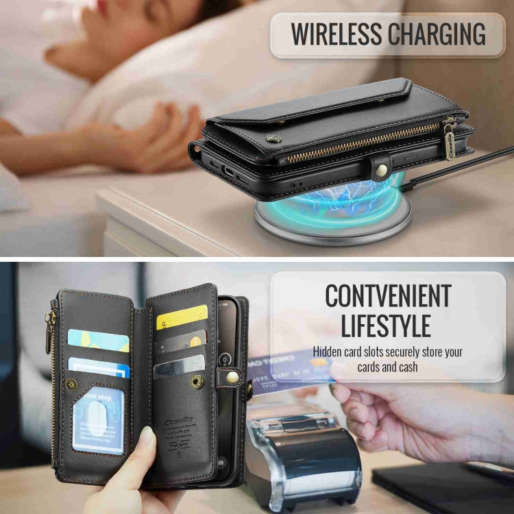 For iPhone 15 Pro CaseMe C36 Card Slots Zipper Wallet RFID Anti-theft Leather Phone Case(Black) - free shipping - PMC Jewellery - Order now!