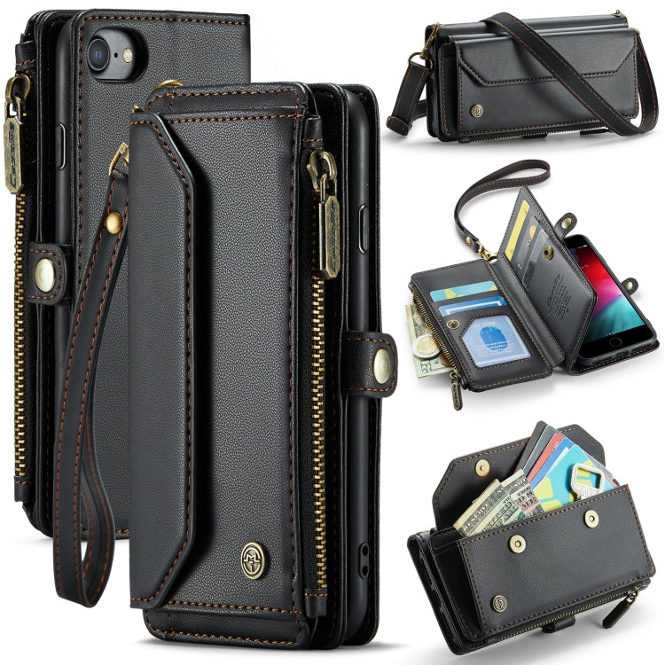 For iPhone SE 2022 / SE 2020 CaseMe C36 Card Slots Zipper Wallet RFID Anti-theft Leather Phone Case(Black) - free shipping - PMC Jewellery - Order now!