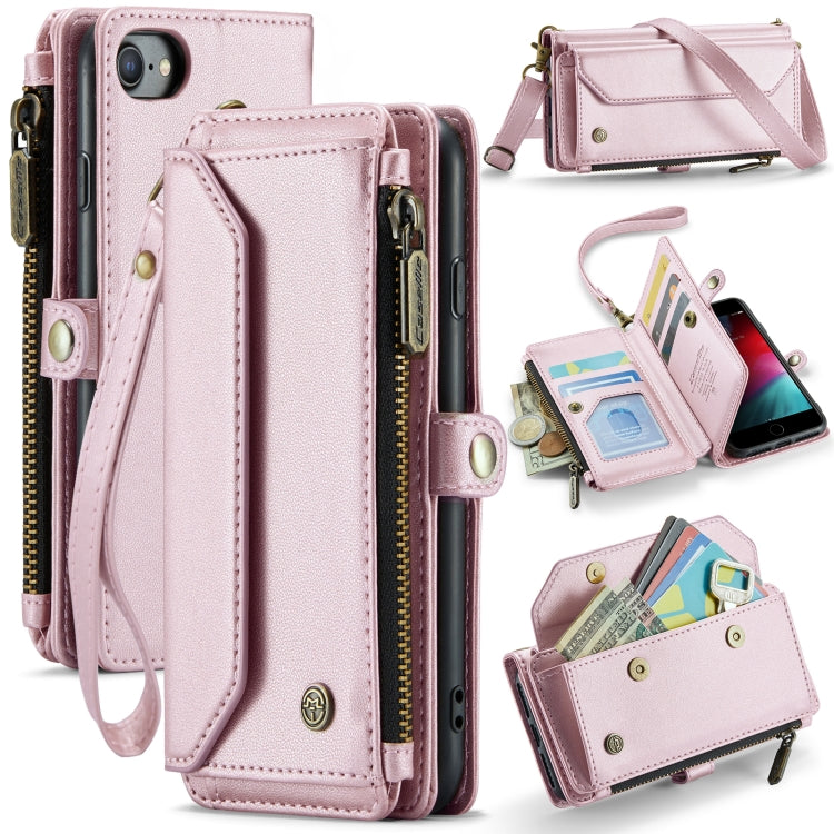 For iPhone SE 2022 / SE 2020 CaseMe C36 Card Slots Zipper Wallet RFID Anti-theft Leather Phone Case(Pink) - free shipping - PMC Jewellery - Order now!