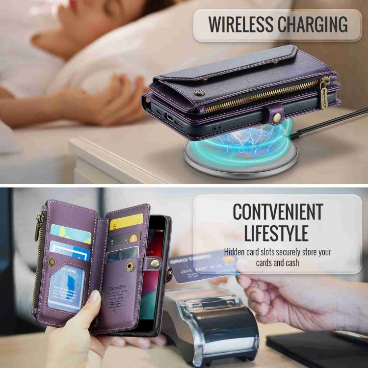 For iPhone 8 / 7 / 6 CaseMe C36 Card Slots Zipper Wallet RFID Anti-theft Leather Phone Case(Purple) - free shipping - PMC Jewellery - Order now!