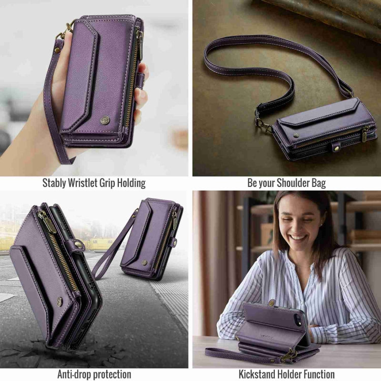 For iPhone 8 / 7 / 6 CaseMe C36 Card Slots Zipper Wallet RFID Anti-theft Leather Phone Case(Purple) - free shipping - PMC Jewellery - Order now!