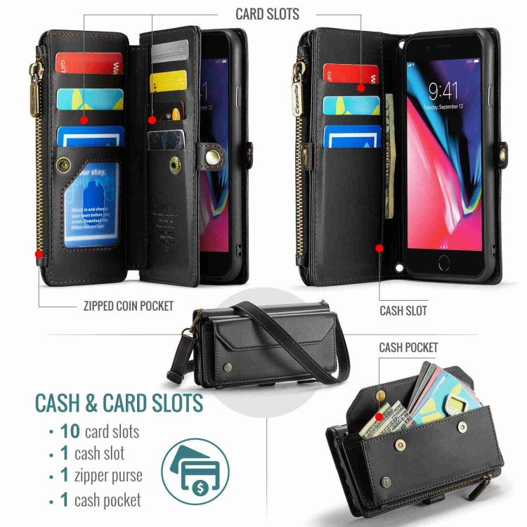 For iPhone 8 Plus / 7 Plus / 6 Plus CaseMe C36 Card Slots Zipper Wallet RFID Anti-theft Leather Phone Case(Black) - free shipping - PMC Jewellery - Order now!