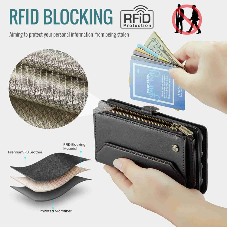 For iPhone 8 Plus / 7 Plus / 6 Plus CaseMe C36 Card Slots Zipper Wallet RFID Anti-theft Leather Phone Case(Black) - free shipping - PMC Jewellery - Order now!