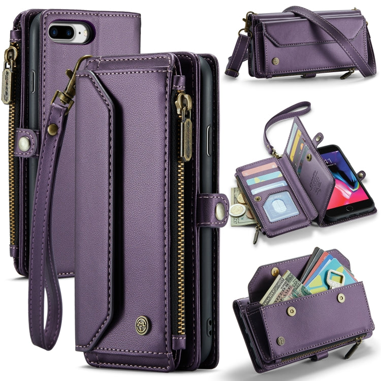 For iPhone 8 Plus / 7 Plus / 6 Plus CaseMe C36 Card Slots Zipper Wallet RFID Anti-theft Leather Phone Case(Purple) - free shipping - PMC Jewellery - Order now!